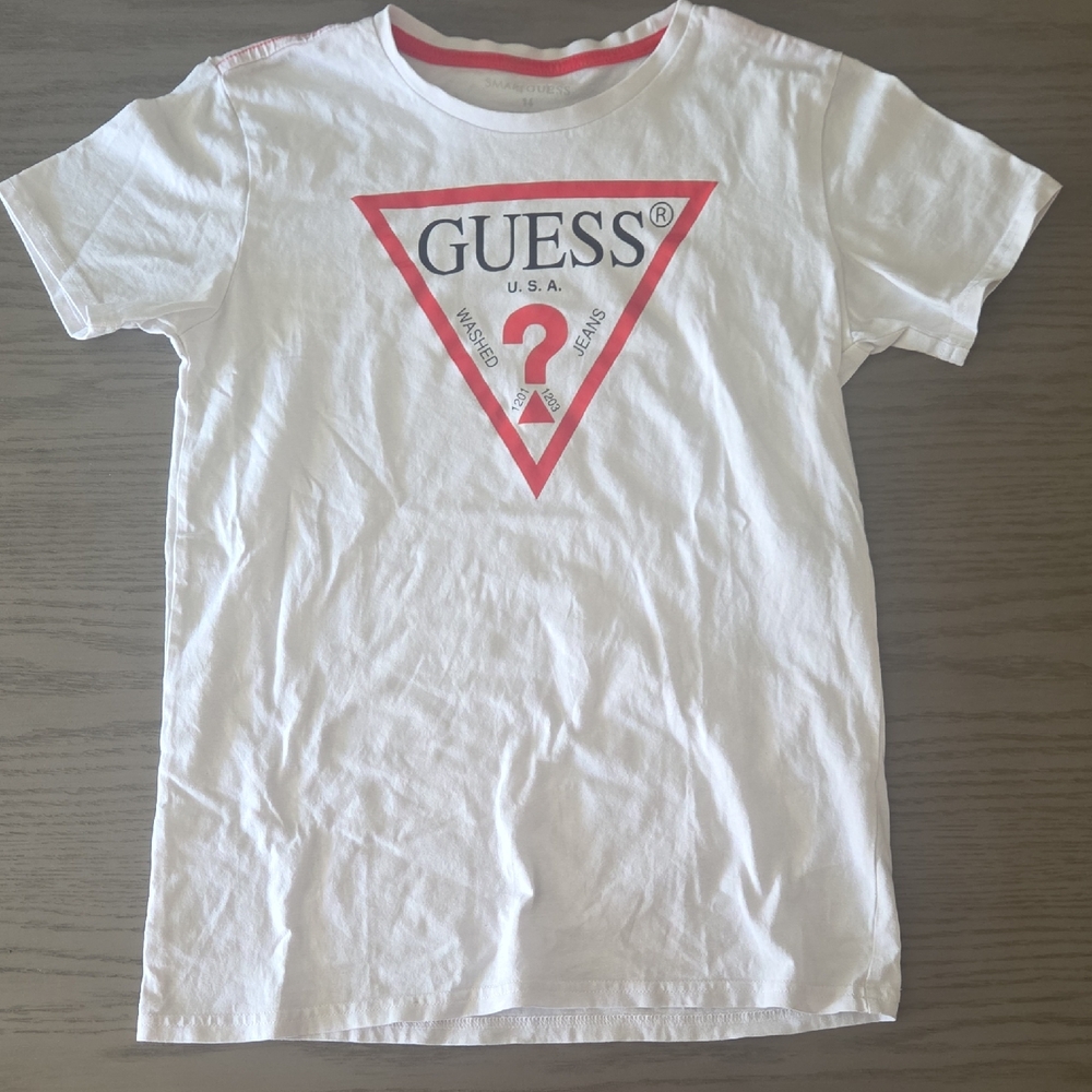 Guess Kids White Tee with Red Triangle Logo BOYS